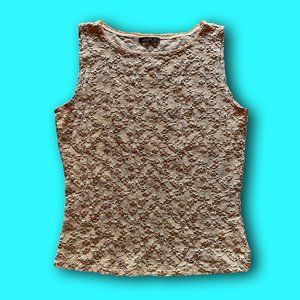 vintage 90s beige eyelet lace tank top
